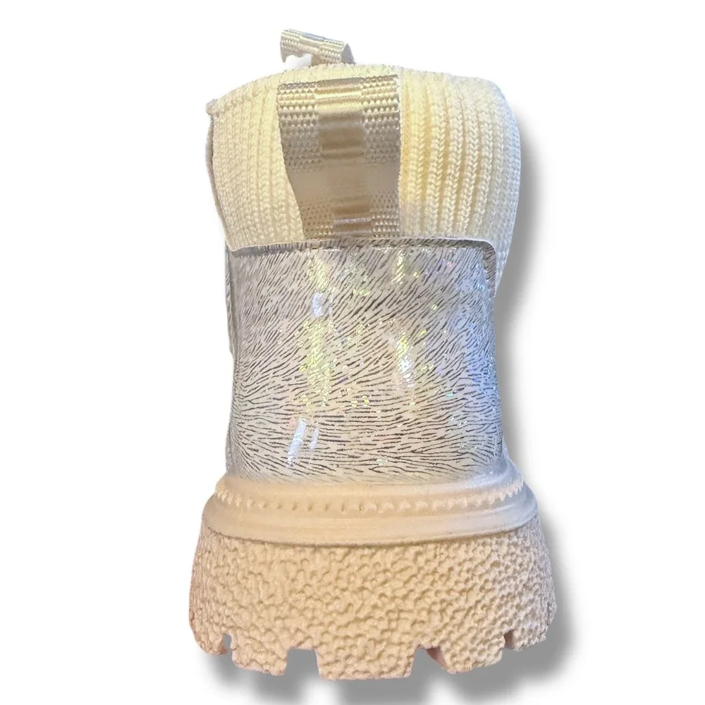 NIB Kids Girls Iridescent Glitter Winter Boots Side Zip Comfort Warm Sz 8